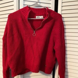 Red half zip sweater